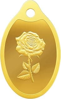 MMTC-PAMP MMTC PAMP 24K 999.9 Purest Rose Engraved Gold Pendant, 2 Gram gold bar & coin, LBMA Certified