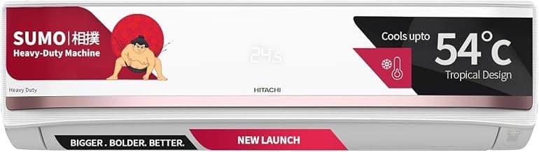 Hitachi 1.5 Ton 5 Star, New star rated, SUMO 5700XXL Heavy Duty Inverter Ac (Copper, Wi-Fi, Smart View Display, Dual Louver, 4-Way Swing, Hybrid Convertible,RAS.Y519PCDISL, White)