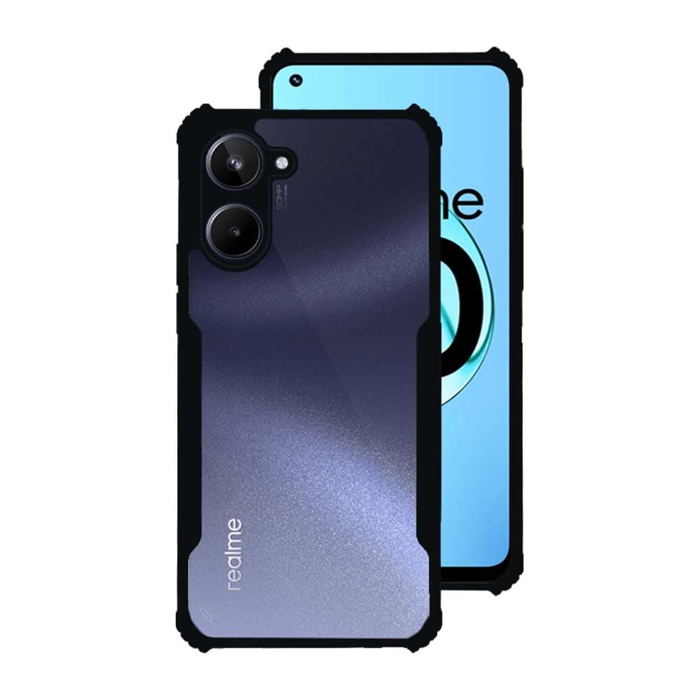 7SEVEN® Ipacky Back Cover for Realme 10 4G Mobile Back Case Shock Proof Design Camera Edges Protection Crystal Clear Phone Case Precise Cutouts Matte Black Soft Bumper Phone Cover