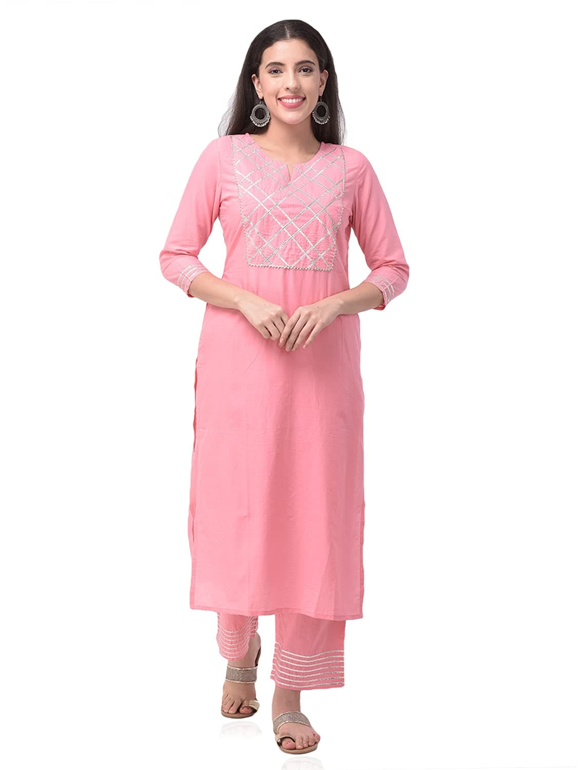 Pistaa's Women's Cotton Gota work Salwar Suit Set
