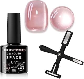 THR3E STROKES 9D Cat Eye Gel Nail Polish 7.5ML – Glitter Magnetic Gel with 3D Shimmering Effect – 5 in 1 Magnet Set – UV/LED Soak Off Gel for Nail Art & DIY Manicure at Home (CE11)