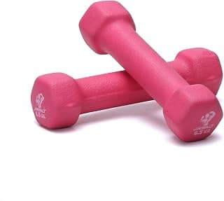 Premium Half Coating Cast iron Neoprene Dumbbells 0.5KG to 10KG Proudly Made in India (0.5+0.5=1, light pink)