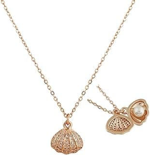 MEENAZ Pendant For Girls Women Ladies girlfriend Wife Moti Shell Pearl Necklace locket long chain Rose gold Shell Necklace diamond ad cz Pendants chains western Valentine gifts Birthday lovers -356_1