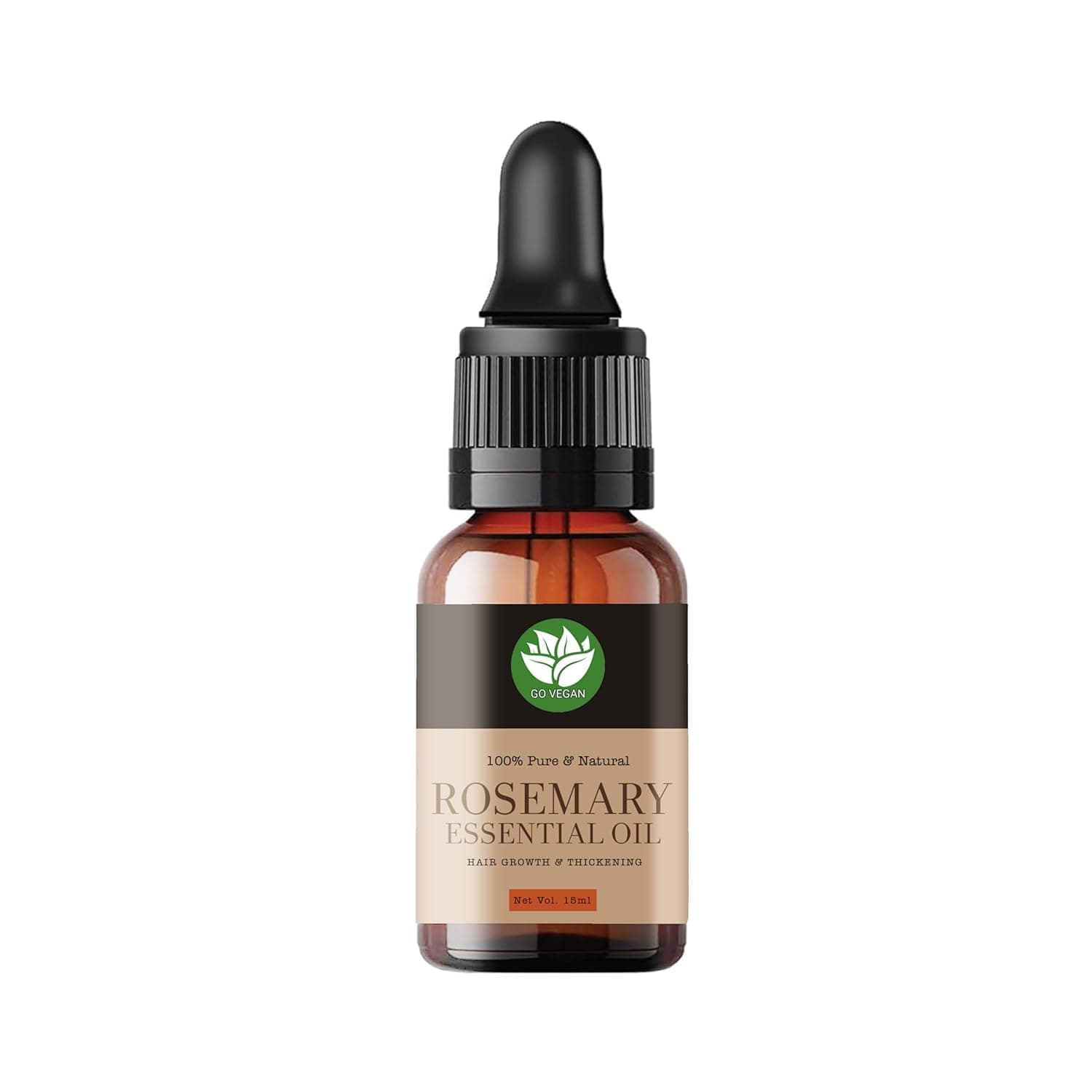 Go Vegan Rosemary Oil for Hair and Skin Care, Essential Oil, 15 ML