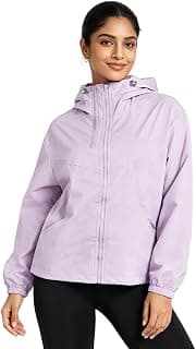 Venzina Women Lightweight Waterproof Hooded Jacket Windbreaker Sun Protection Cover for Outdoor Casual Coat Mauve Size