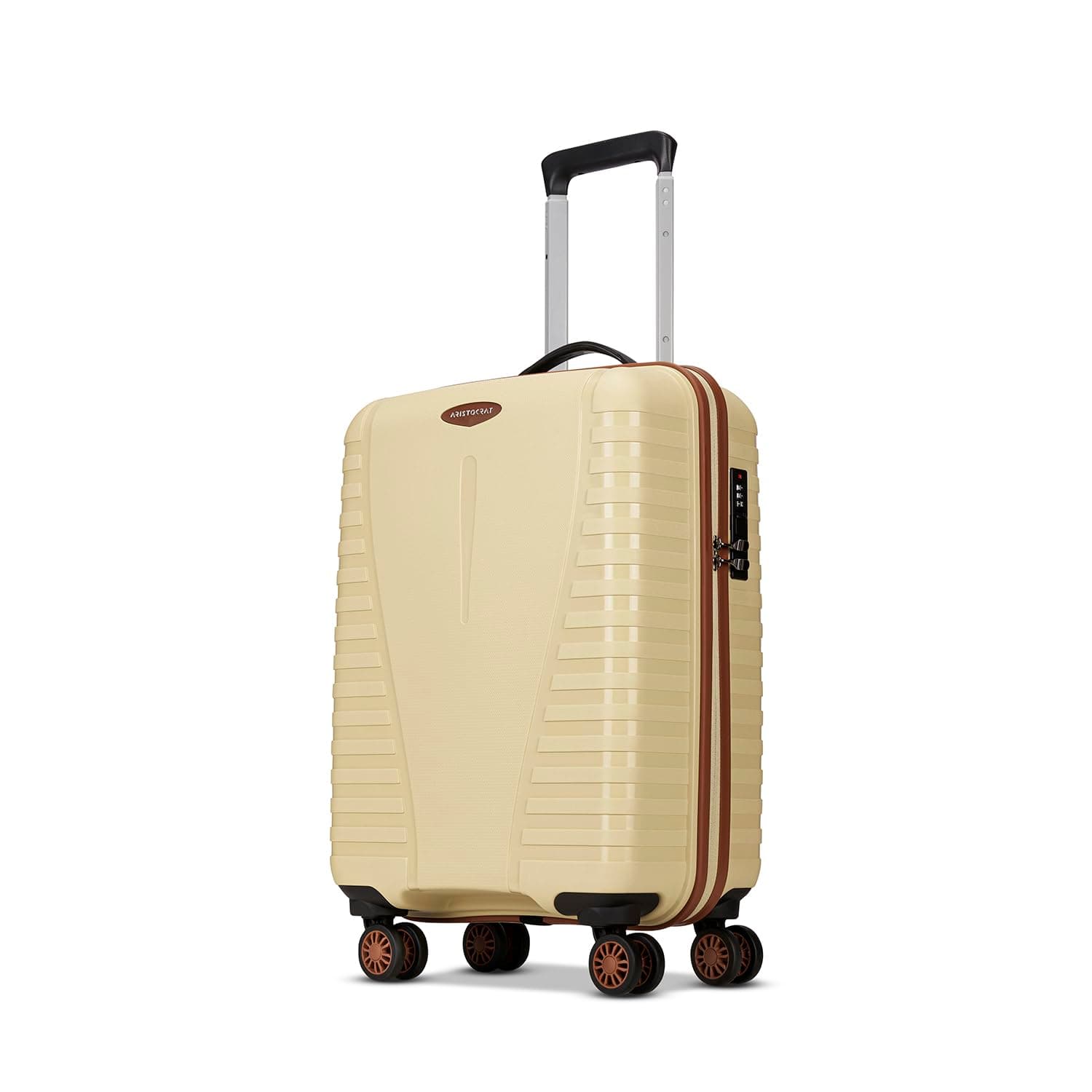Aristocrat Airpro-Max 55.5 cm Cabin Small Size Trolley Bag, Lightweight Polypropylene Case Luggage with 8 Wheels, Combination Lock, Travel-Friendly, 3-Year International Warranty, Mojave Desert