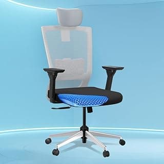 The Sleep Company Stylux Premium Ergonomic Office Chair | Patented SmartGRID seat | SpinePro Lumbar Support | Work, Home, Study | Adjustable Headrest & 4D Armrests | Free Installation| Grey
