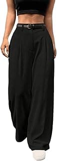 Aahwan Women's Loose High Rise Solid High Waist Korean Pleated Wide Leg Trouser
