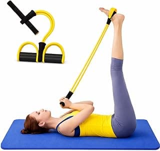 Renranring Yoga Pedal Puller Resistance Band-4 Pull Reducer Tummy Training Foot Pedal Exercise Fitness Band, Body Building Stretching Band Men and Women_Multicolor