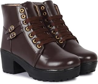VIVASTYLE Lace-Up Ankle-Length Boots for Women & Girl's