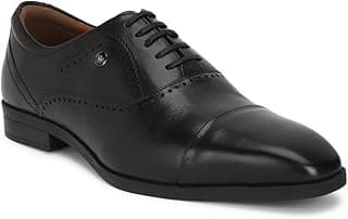 Louis Philippe Men Premium Leather Breathable Lining Material Anti Slip with Heel TPR Sole Formal Oxford Shoes