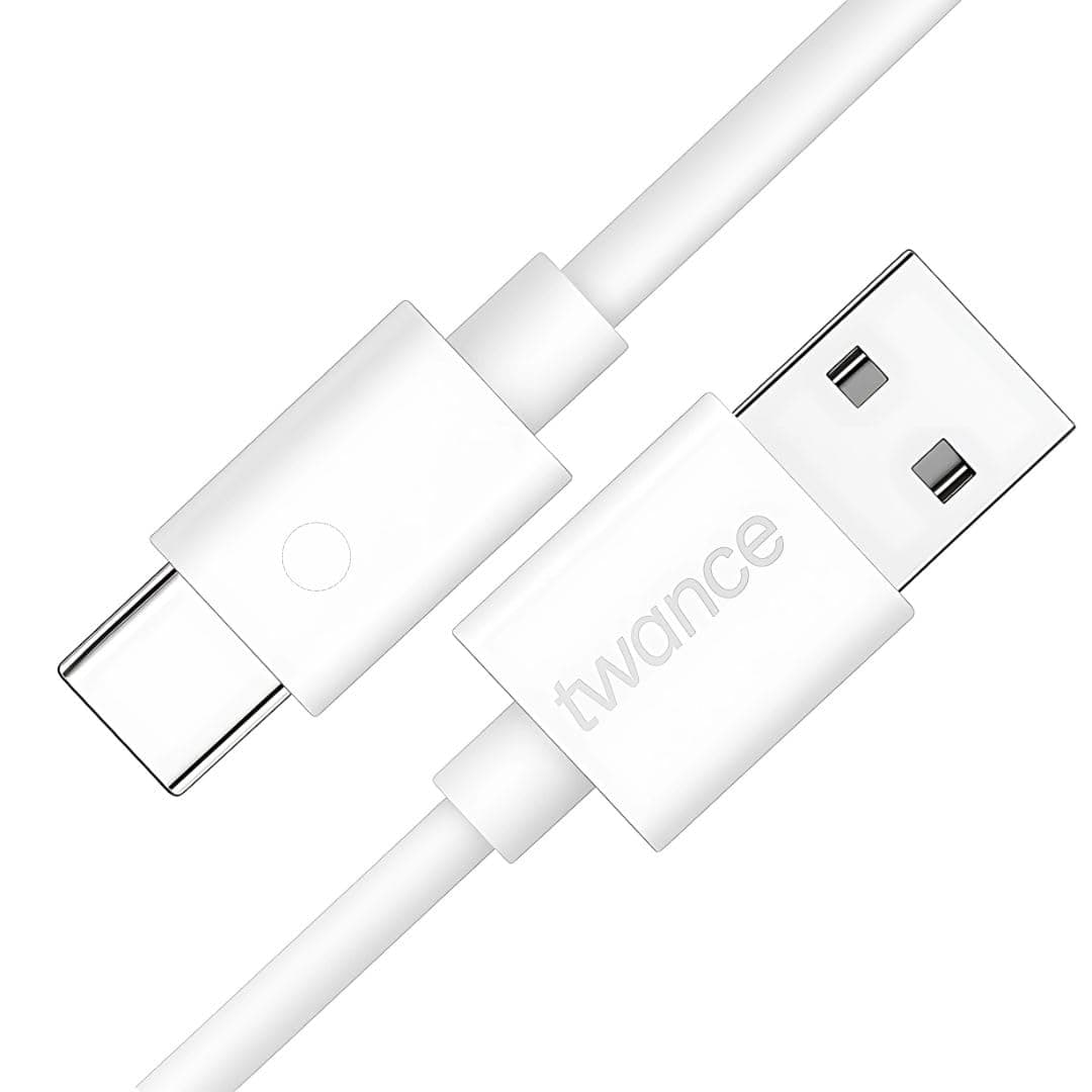 twance PVC Fast Charging Type C to USB Cable - (White -1m) I 65W / 3.1A 480 Mbps Data Sync & Transmission Unbreakable Quick Charge C Type Cable I Compatible with All C Type Devices & Smartphone