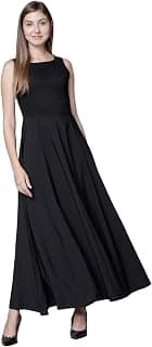 Tokyo Talkies Women's Sleeveless Boat Neck Solid Ankle Length Dresses | Stylish Dresses | Casual Dresses
