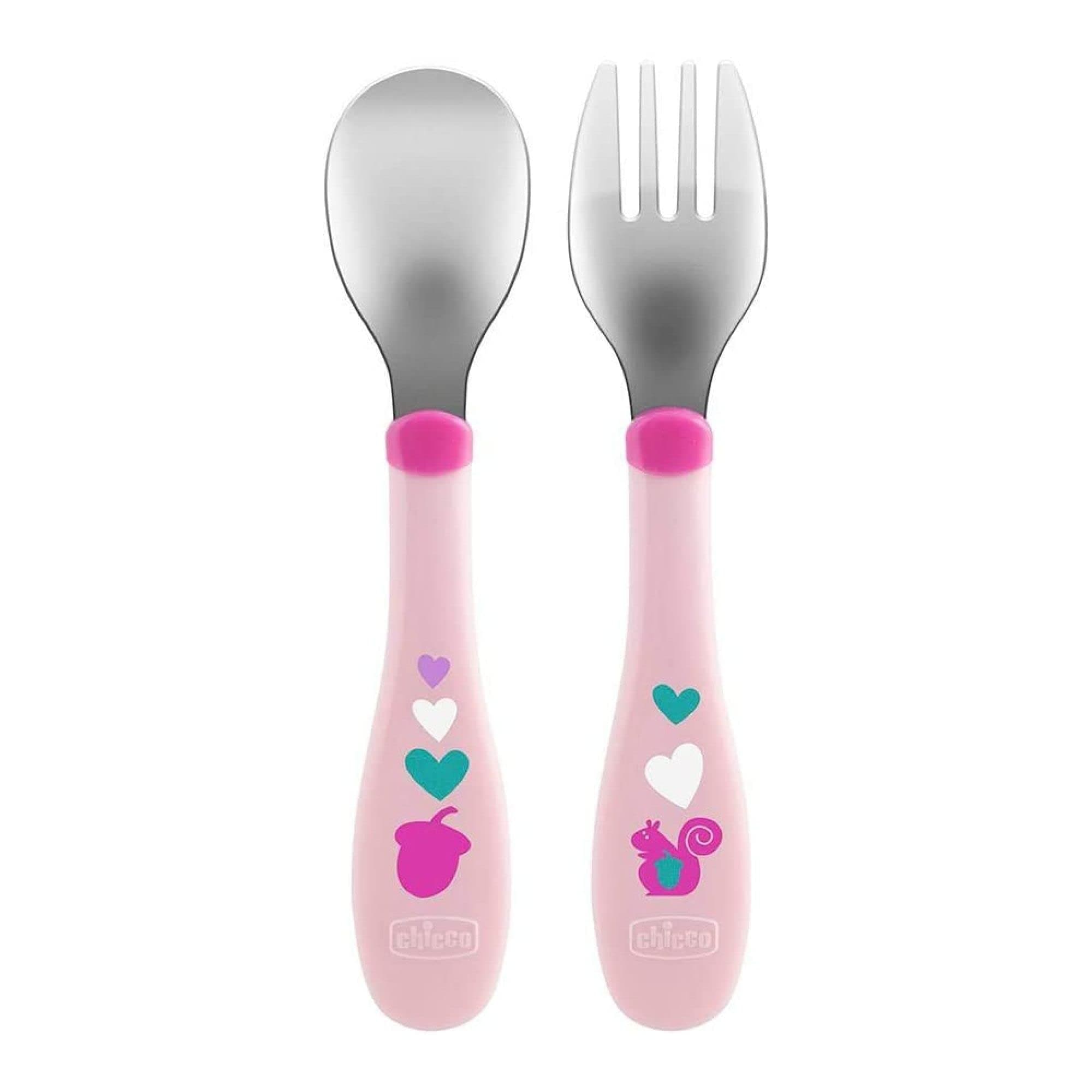 Chicco Metal Cutlery Girl (Pink)