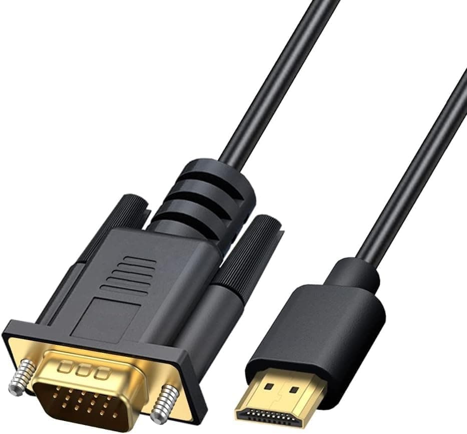 HD-MI to VGA Cable 6FT, Unidirectional HDMI to VGA 6' Video Adapter (Male to Male), HDMI TO V-G-A CABLE, HD-MI MALE TO VG-A FEMALE CA-BLE FOR PC, HDM-I TO VG-A CAB-LE CPU TO MONITOR