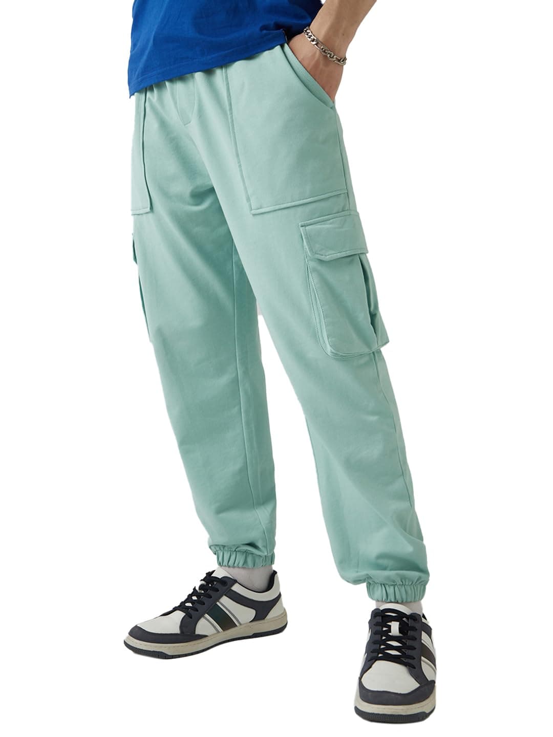 Bewakoof Air 1.0 Men's Solid Oversized Fit Poly Cotton Cargo Joggers
