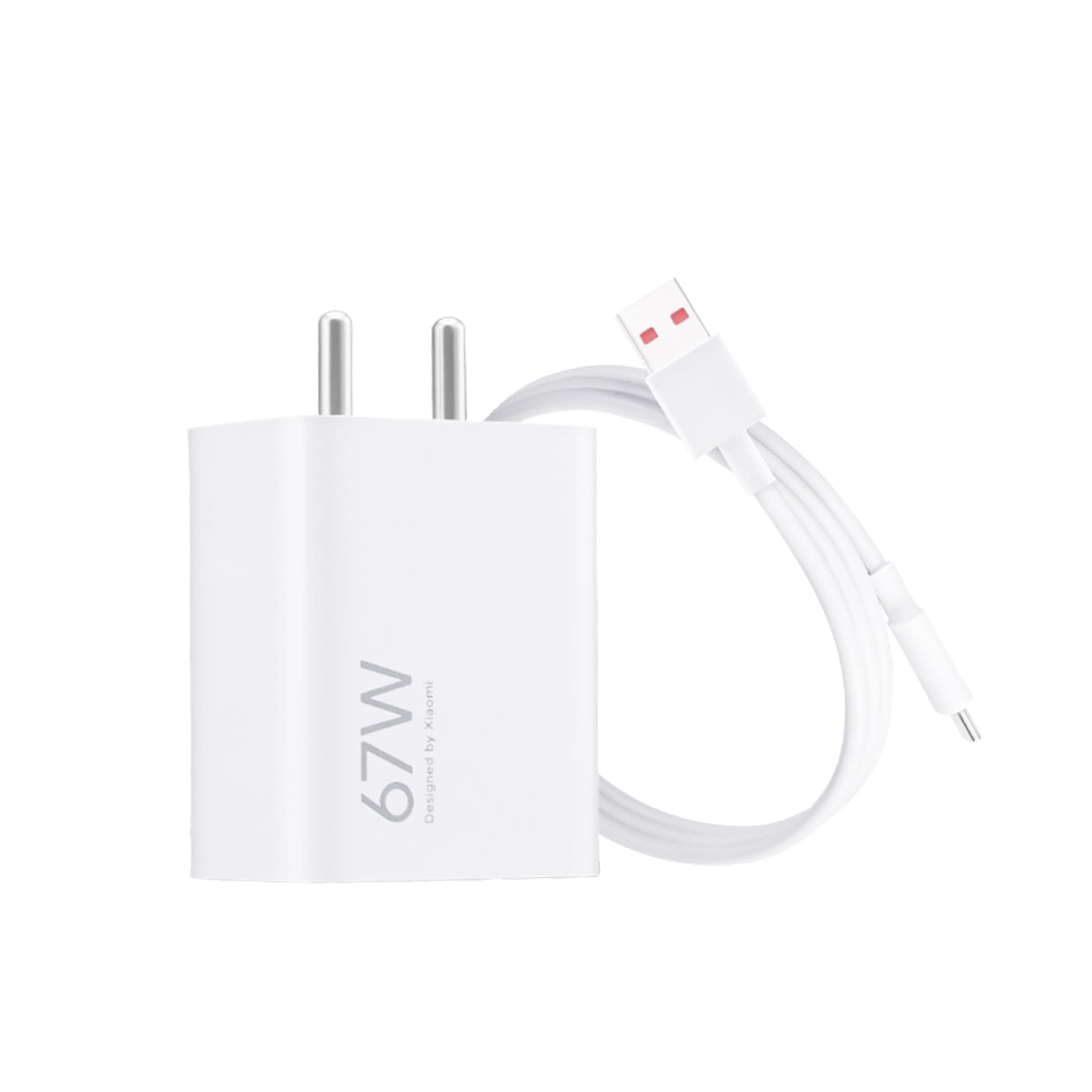 Mi Xiaomi Original 67W Fast Charger Combo/Rapid Charging with Qualcomm Quick Charge 3.0. Includes USB Type-C 6A Fast Charge Cable. Compatable with mobiles, laptops, and Power Banks (White)