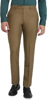 Park Avenue Men's Smart Fit Mid Rise Solid Pattern Poly Viscose Blend Pleatless Formal Trouser