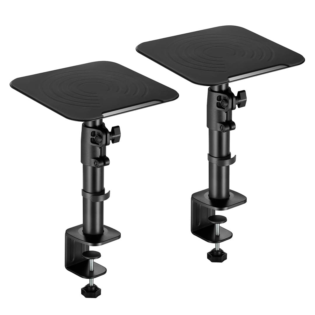 Audio Array AA-21 Speaker Stand Pair | 15KG Capacity | Height, Tilt & Rotation Adjustable | Steel Build | Smart Cable Management | Sound Editing, Music Production Speaker Stand for Desk | Black