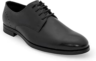 Red Tape Men's Formal Shoes Black Leather Round Toe Lace-Up All-Day Comfort