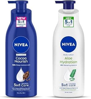 Nivea Body Lotion for Very Dry Skin, Cocoa Nourish, with Coconut Oil & Cocoa Butter, 400 ml & NIVEA Body Lotion, Aloe Hydration, with Aloe Vera for Instant Hydration in Summer, 400 ml