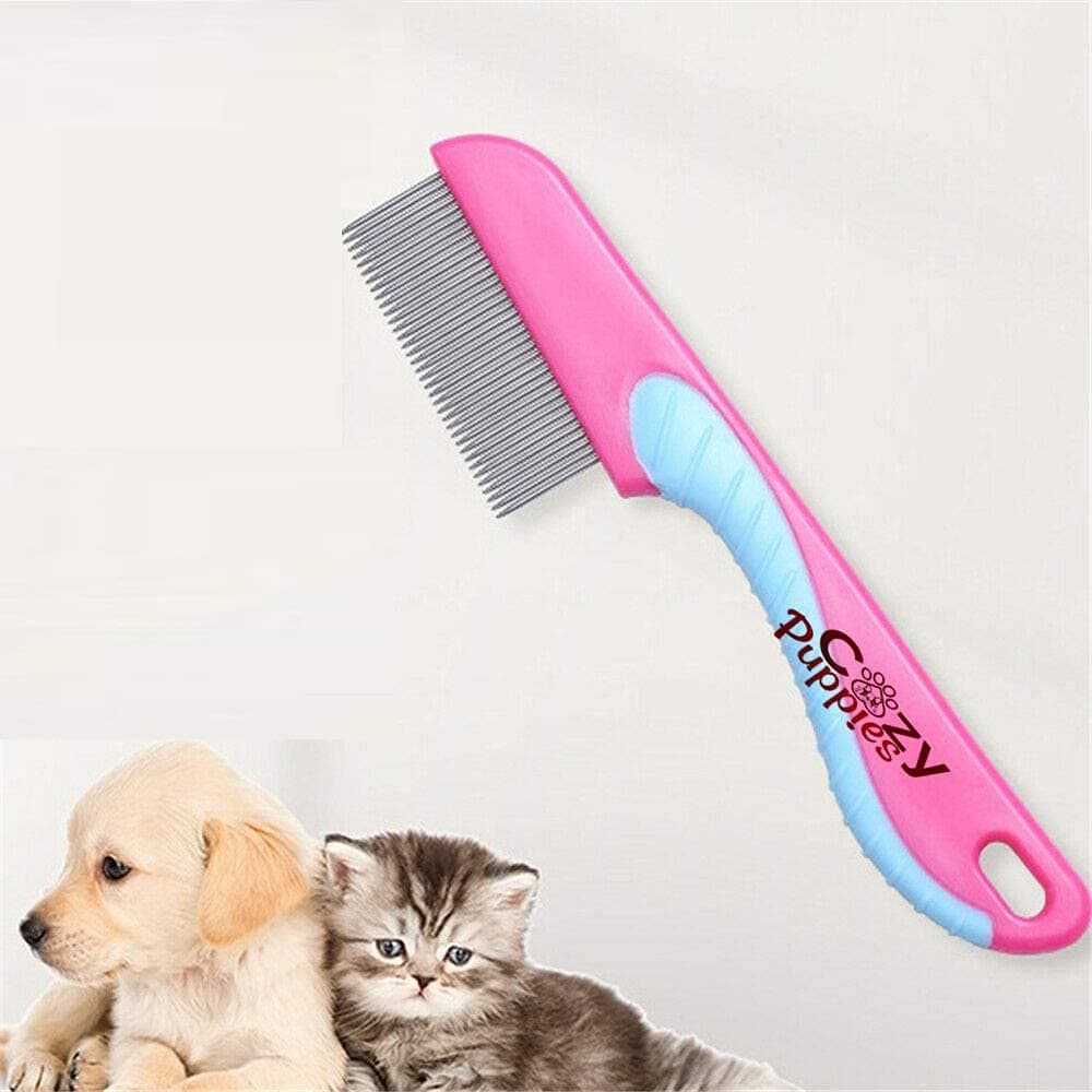 Cozy Puppies Amazing Stainless Metal Flea Comb for Pets Grooming Comfortable to Use Dogs, Cats, Rabbit Fur Detangling Tool Flea and Tick Prevention for Animals (Tick Flea Comb)