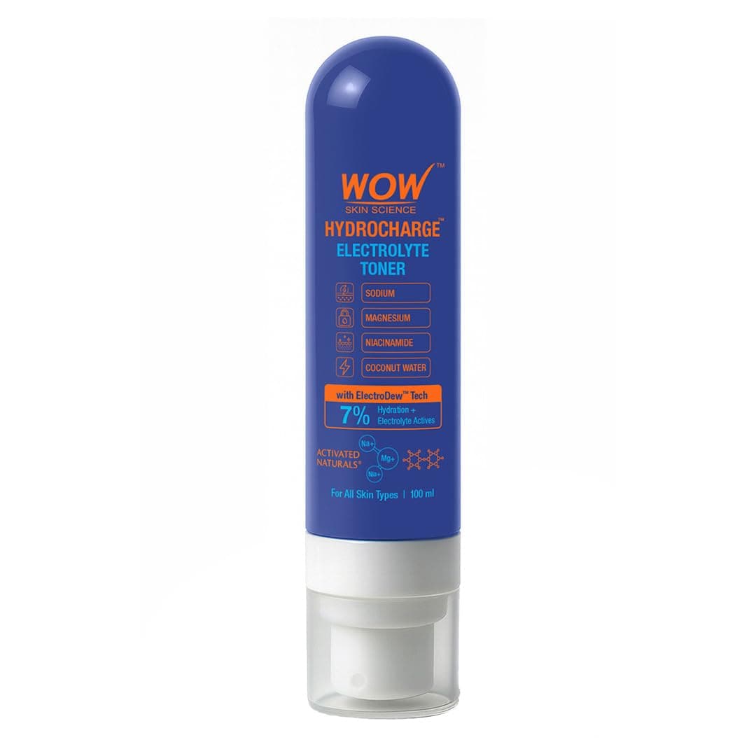 WOW Skin Science HydroCharge™ Electrolyte Toner | 7% Hydration + Electrolyte Actives | Sodium, Magnesium, Niacinamide & Coconut Water | Lightweight Hydrating & Skin‑Balancing Toner | 100mL (Pack of 1)