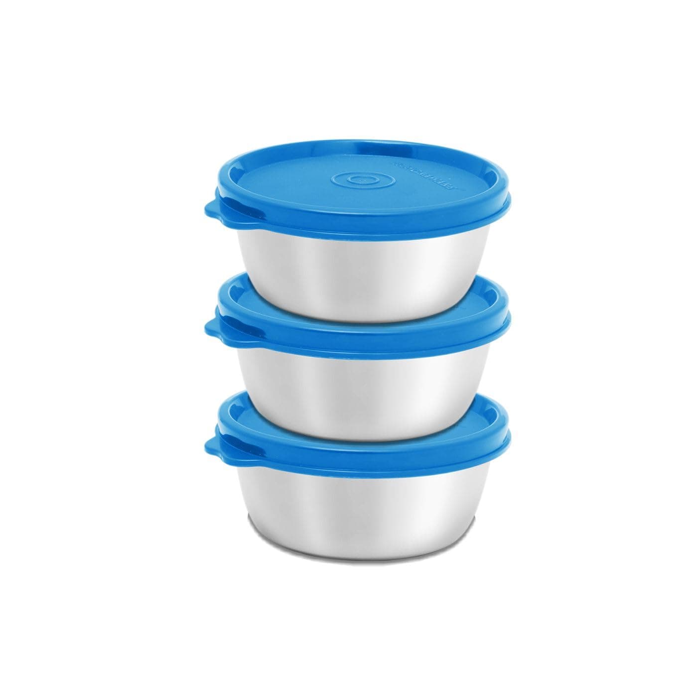 SignoraWare Stainless Steel Serving Bowl | Airtight & Leakproof | Dishwasher Safe | Ideal for Lunch & Snacks Storage | Great for Office, School & Picnics (200ml x 3 | Set of 3 | Blue)
