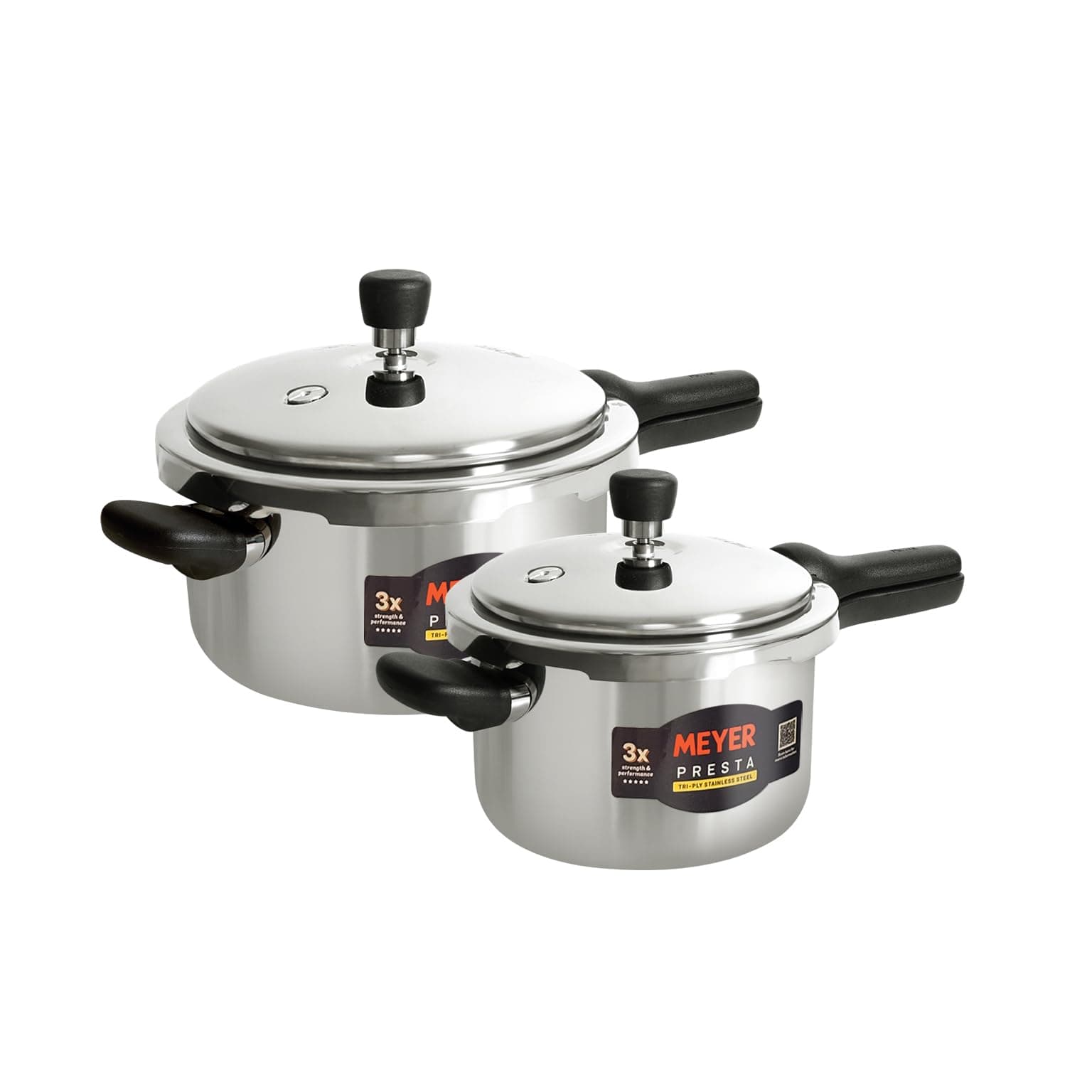 Meyer Presta Stainless Steel Tri-ply Pressure Cooker Combo (3L & 5.5L)