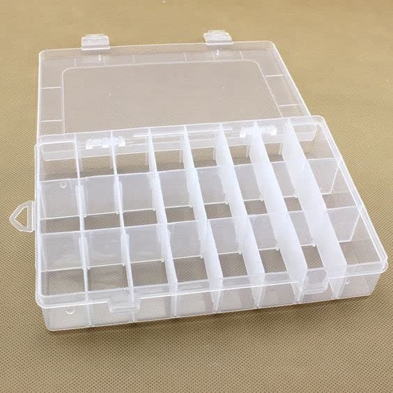 WEZOSHINET 24 Grids Clear Plastic Organizer Jewelry Storage Box with Adjustable Dividers, Transparent Storage Organizer Box for Jewelry Beads Earring Fishing Hooks (1 pcs, Made In India)