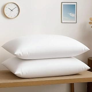 Microfiber Pillows Set of 2 Height Adjustable with Stripes for Sleeping | Set of 2 16x24 inch - White 2, King (U.K. Standard)| (2, White)