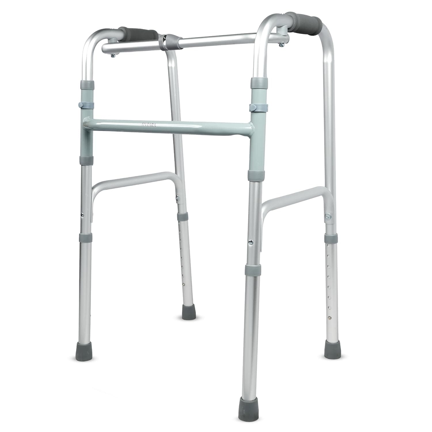 AGEasy (Max Group) Walker for Senior Citizens | Adjustable Height Adult Walker for Patients | Lightweight & Sturdy Walking Stand for Old People | Foldable Walking Aid for Men & Women (Silver)