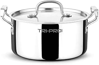 Bergner TriPro Triply Cook and Serve Casserole/Biryani Pot/Handi with Stainless Steel Lid, 24cm (5 L), Stay Cool Cast Handles, Consumes Less Oil, Healthy Cooking - Induction and Gas Stove Ready