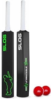 Jaspo Slog Plastic Cricket Kit | 34 Inch Bat Specially Designed for Tennis Ball & Wind Ball | Durable Cricket Set for Kids, Beginners & Casual Play (Slog Bat with 2pc Ball)