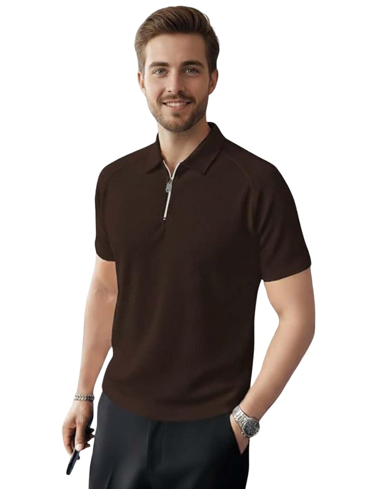 GRECIILOOKS Tshirt for Man | T Shirt for Mans | Mens Tshirts | Polo T- Shirt for Mens | Half Sleeve Polo Neck Tshirt for Men (Available in Plus Sizes)