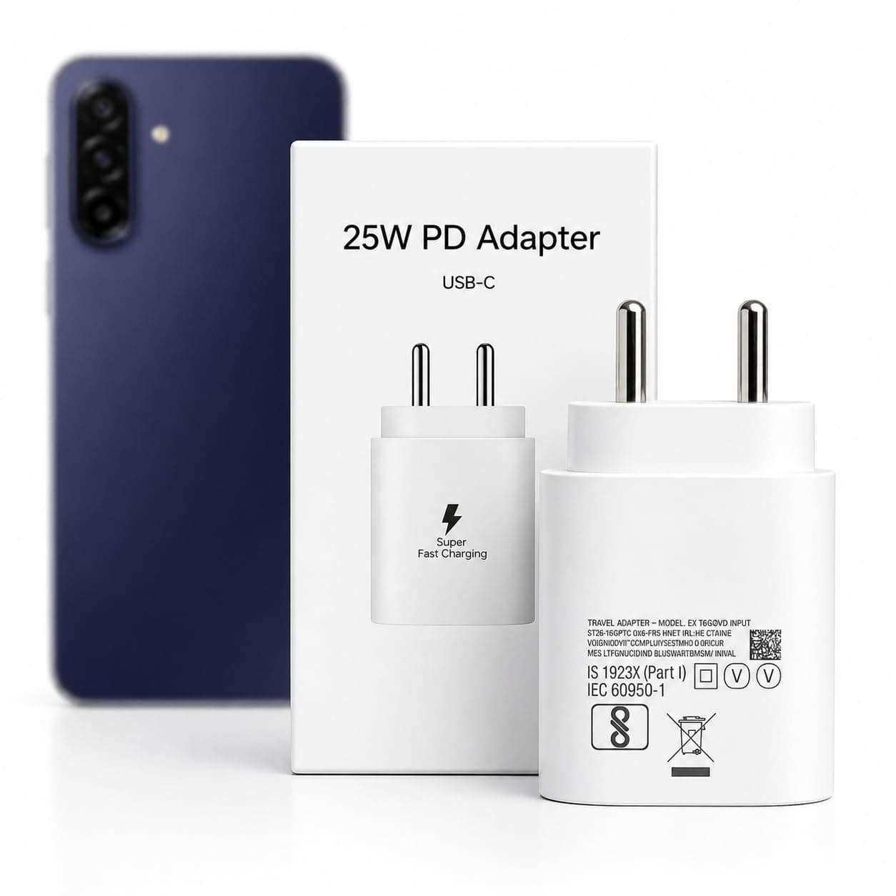 25W PD Type C Super Fast Charger Adapter Compatible with Samsung Galaxy F17|A17|M17|M17e|M07, M36|M06|M35|A56|A55|A37|A35|A06|F06|F16|F36|M56|S26|S25|S24|S23|S22|Tab S10 Ultra|S10 | 25 w Quick, White