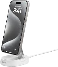 Belkin Magsafe Wireless 15W Qi2 Charging Stand | Magnetic Convertible Charger for Apple iPhone 16, 15, 14, 13 & 12 Series, Airpods and Other Magsafe Compatible Devices | White