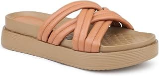 Inc.5 Womens Women Tan Striped Comfort Heels Sandal
