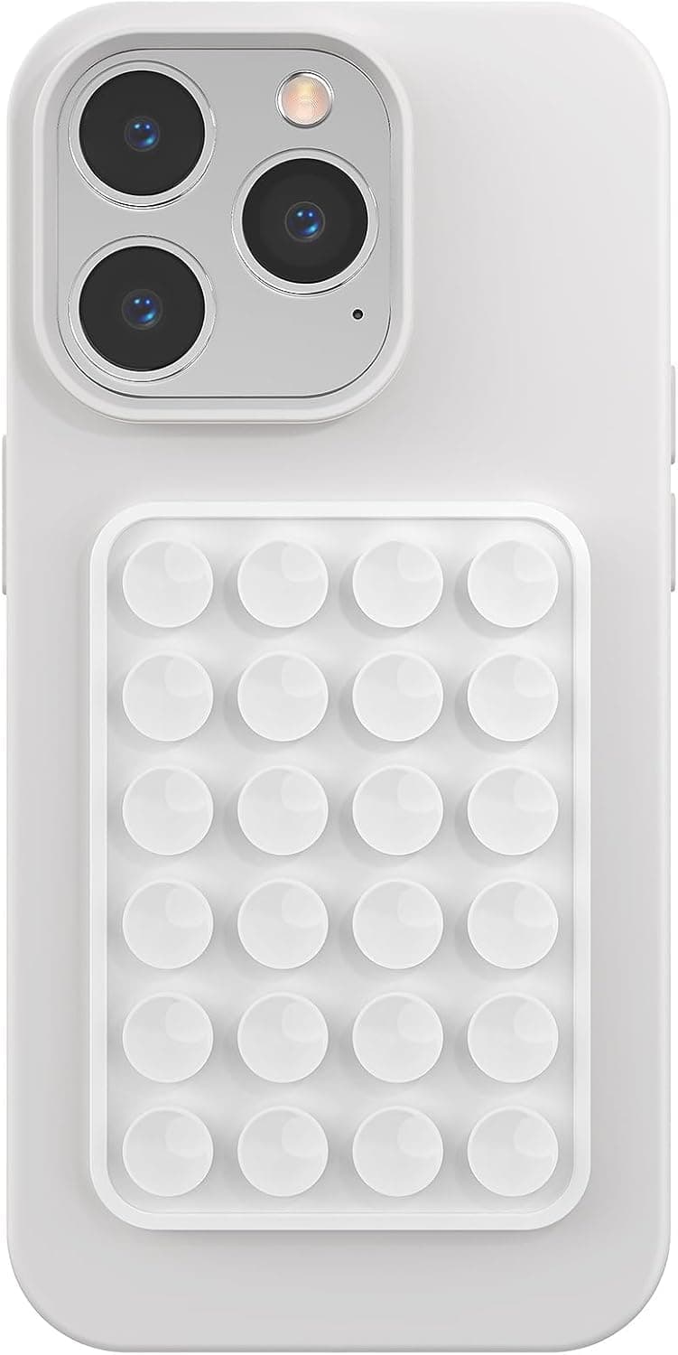 Meyaar Silicone Phone Sticky Grip, Suction Phone Case Mount for iPhone and Android, Hands-Free Sticky Cell Phone Grip, Mobile Fidget Mirror Holder for Selfies and Videos (White)