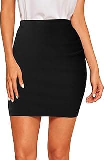 Dream Beauty Fashion Women's Highwaist Short Mini Skirt Houndstooth Print Bodycon Pencil Skirt with Elastic Rubber Band (17" inches)