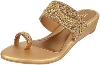 Metro Women Synthetic Embellished Ethnic Wedge Party Sandal