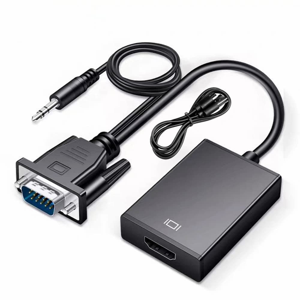 ETZIN VGA to HDMI Adapter, Gold-Plated VGA to HDMI Converter (Male to Female) with 0.5FT Audio Cable from PC, Monitor, Uni-Directional VGA (Source) to HDMI (Display)