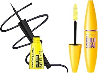 Maybelline New York Colossal Bold Eyeliner, Black, 3g & New York Volume Express Colossal Mascara, Washable, Glam Black, 10.7ml Matte Finish