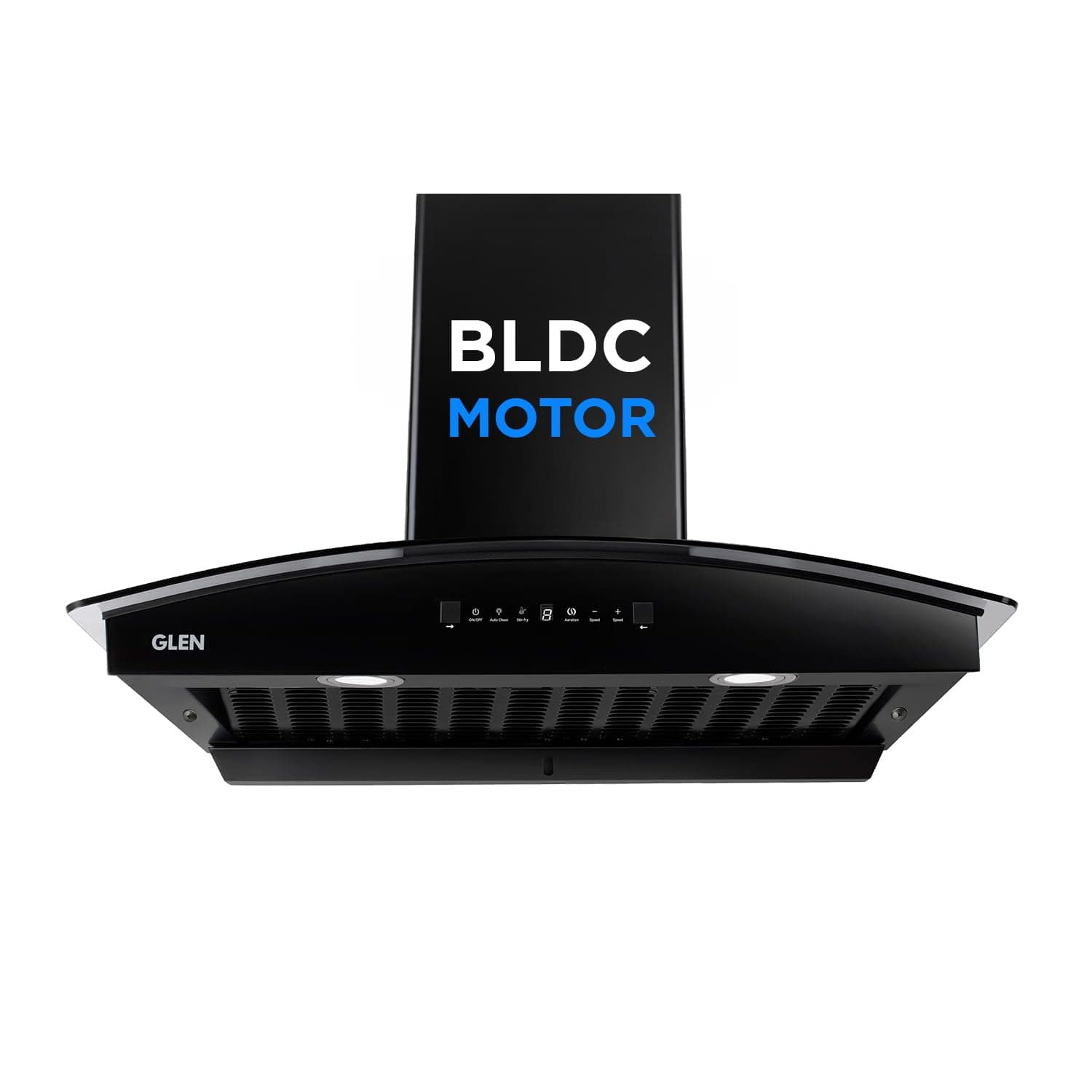 Glen 90 cm 1600 m³/hr Filterless Thermal Autoclean Kitchen Chimney, Curved Glass |(Hood FABIA 90, Heat Sensor| Aeration technology|Touch & Gesture Control,Black)