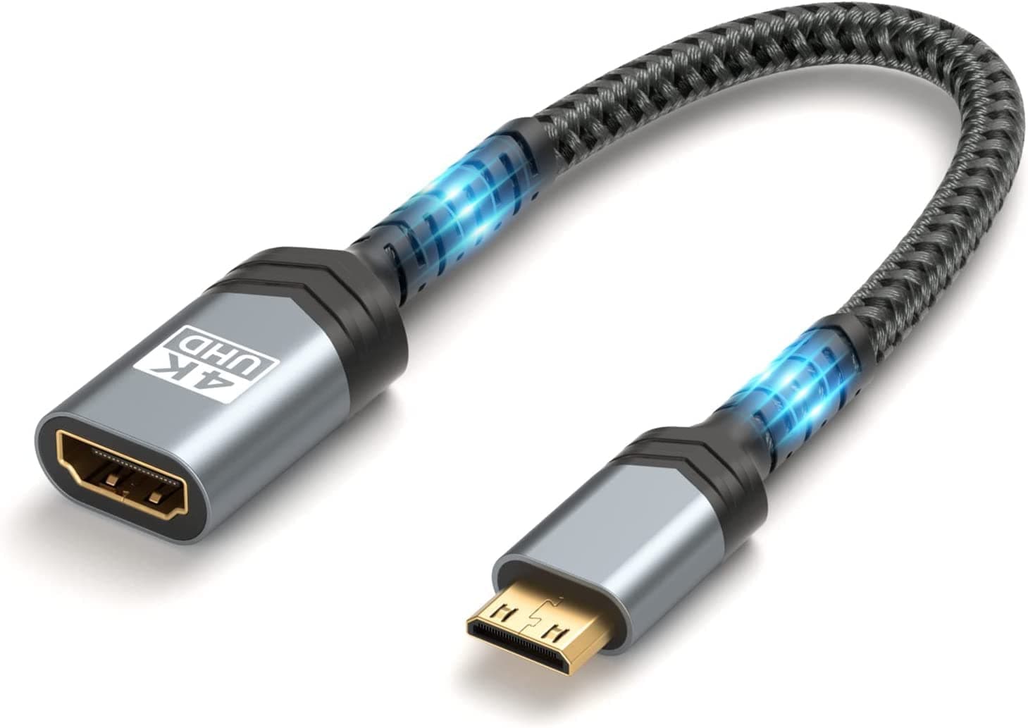 Etzin Mini HDMI to HDMI Adapter Cable - 4K 60Hz HDR 3D Compatible for DSLR, Camcorder, Graphics Card, Raspberry Pi - EPL-973H