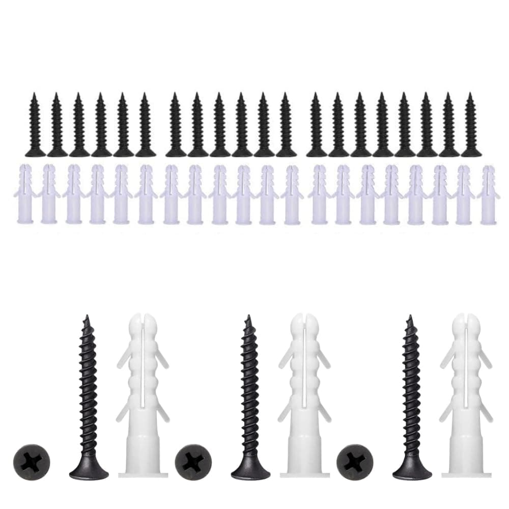 Hi-Plasst 38mm, 1.5 inch Nylon Wall Plug & Screw Set (50+50 Pcs) - Heavy Duty Plastic Anchors with 38mm Screws for Masonry, Cement, Concrete, Brick, Drywall & Wood - DIY Home & Furniture Fixing Kit