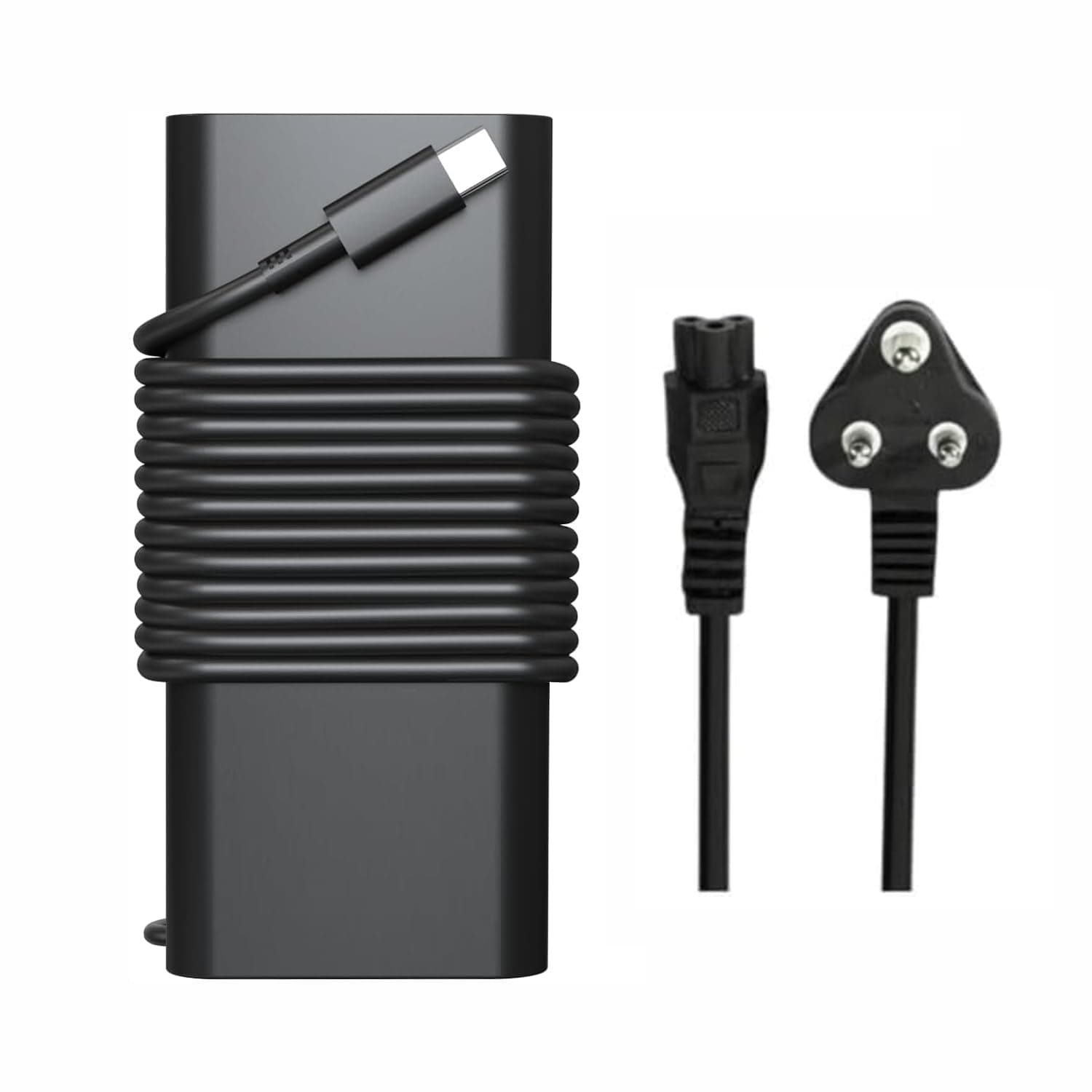 FACTOTECH 65W Replacement Dell USB Type-C Adapter for Laptop,Latitude 5289 5290 7389 7390 7400 (with 3 Pin Power Cable),Black