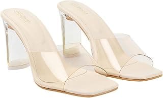 Shoetopia Women's Block Heel Sandal/Cream /EU38 / UK5