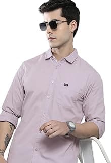 THE INDIAN GARAGE CO Men Slim Fit Solid Full Sleeves Cutaway Collar Casual Shirt