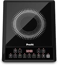 Preethi Indicook IC124 | 2100-Watt Induction Cooktop | Fast Gas-Free Cooking | No LPG Required | 3 Year Coil Warranty | Voltage surge protetion |Preset Indian Menus | Crystal Glass Plate | Black